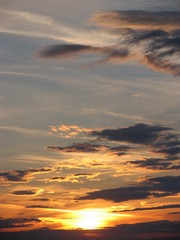 sunset sky with cirrus clouds