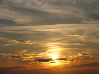sunset sky with cirrus clouds