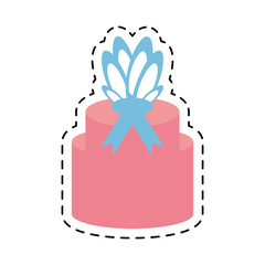 pink gift box ribbon present line dotted vector illustration eps 10