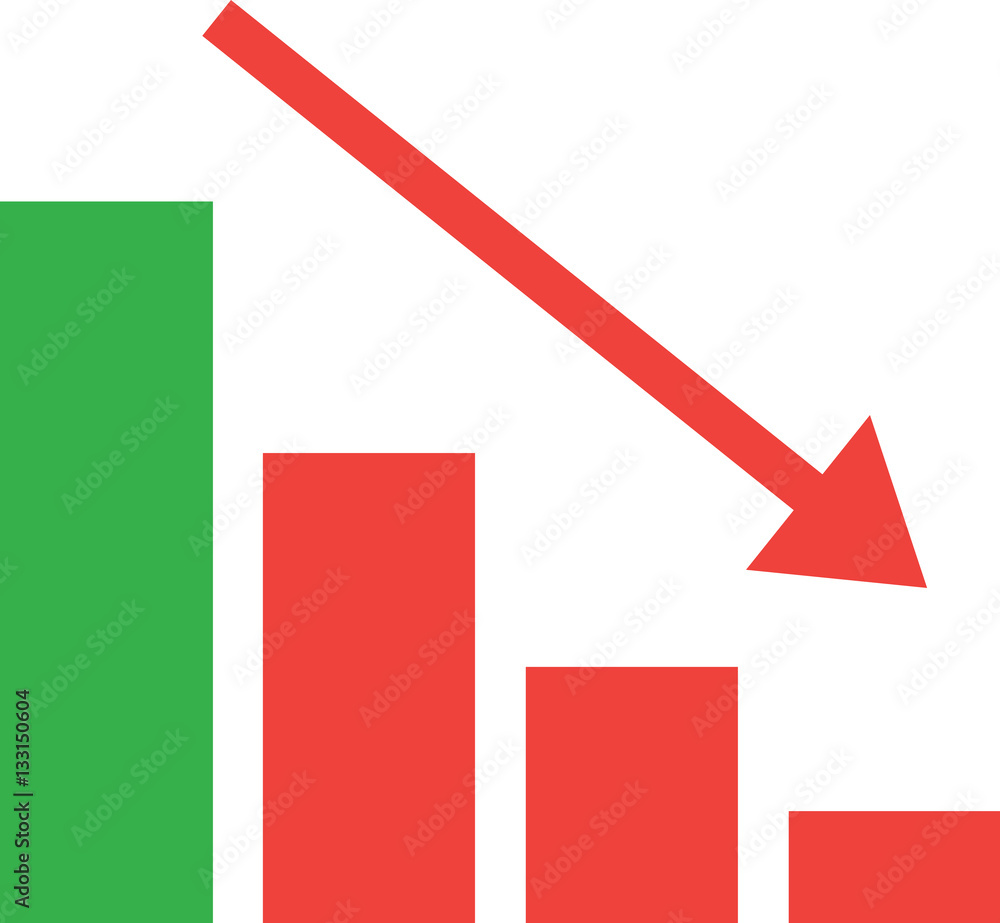 Poster bar chart with arrow down