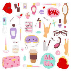 Girls fashion icons vector illustration.