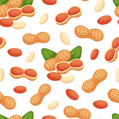 Seamless pattern with illustrations of peanuts vector.