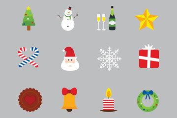 Obraz na płótnie Canvas Christmas holiday icons vector set.