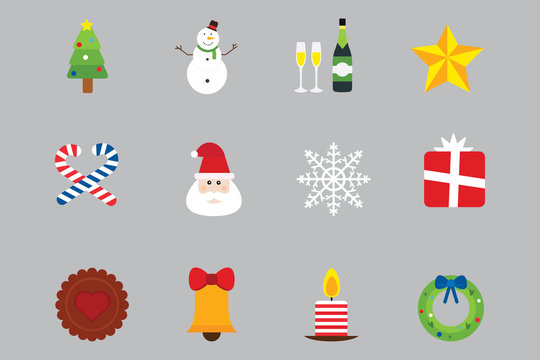Christmas holiday icons vector set.