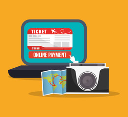 Obraz premium payment online travel photo camera and map world vector illustration
