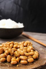 Natto with cooked rice japanese food