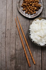 Natto with cooked rice japanese food