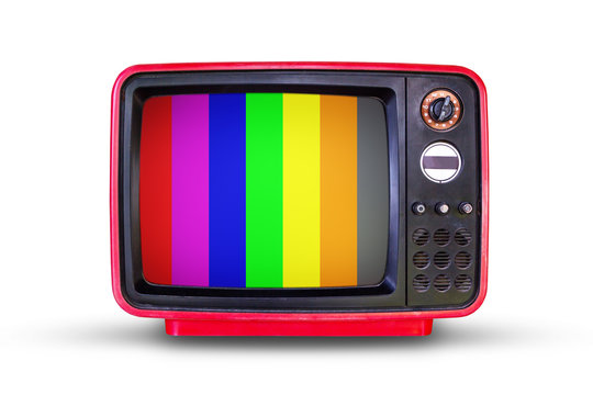 Vintage television on white background.
