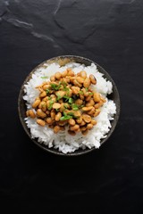 Natto with cooked rice japanese food