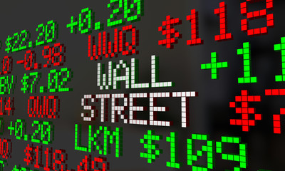 Fototapeta premium Wall Street Stock Market Ticker Exchange Words 3d Illustration