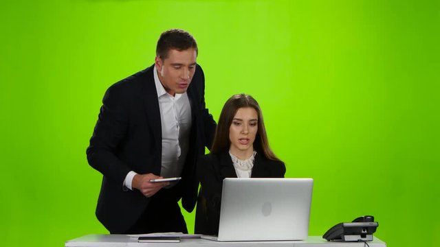 Worker woman is justified in front of his boss man