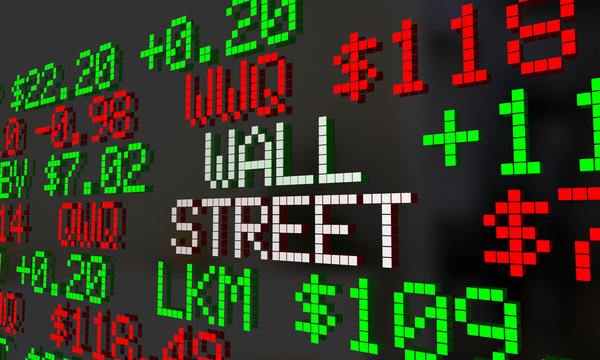 Wall Street Stock Market Ticker Exchange Words 3d Illustration