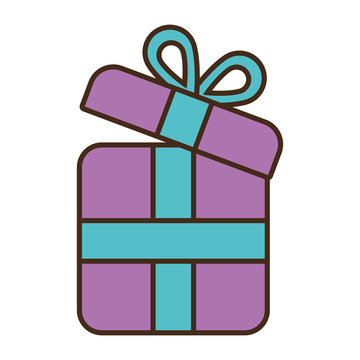 cartoon purple gift box wrap ribbon vector illustration eps 10