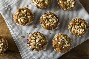 Healthy Organic Seed and Blueberry Muffins
