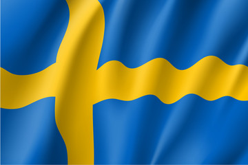 Waving flag of Sweden. Vector illustration of 3D icon.