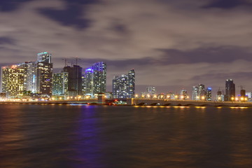 Fototapeta na wymiar Miami, Florida - USA - January 08, 2016: Miami City Night Skylin