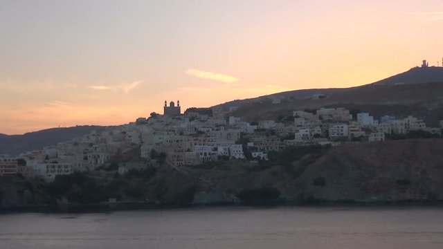 Traditional greek island during nightfall