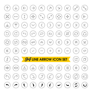 Thin line arrow icons set
