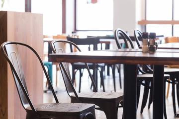 Wooden chairs placed in the restaurants.
