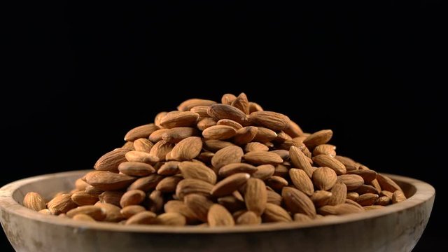 almond rotates on a black background