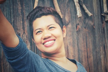 Woman smile taking a selfie