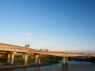 Fototapeta premium Extend viaduct at Riverside,Taipei city,Taiwan