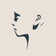 Human head silhouette. Face profile view. Elegant silhouette of part of human face. Vector Illustration of a sleeping beauty