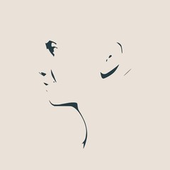 Fototapeta premium Human head silhouette. Face profile view. Elegant silhouette of part of human face. Vector Illustration