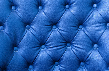 Fototapeta premium Texture of blue leather vintage sofa for background