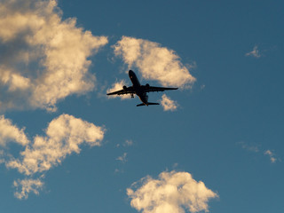 Airplane fly in Taipei city sky,Taiwan