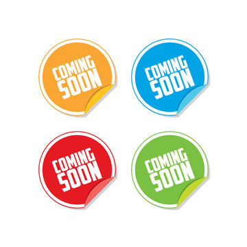 Colorful Coming Soon Sticker Labels