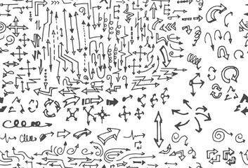 hand-drawn doodle seamless pattern with arrows