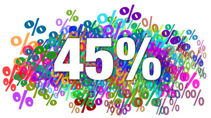 45 Percent White Text on Colorful Percentage Background
