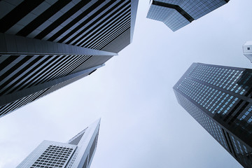 Fototapeta na wymiar Low angle view of skyscrapers.Office buildings.