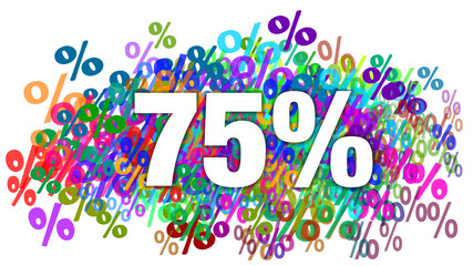 75 Percent White Text on Colorful Percentage Background