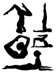 Fototapeta na wymiar Yoga woman gesture silhouette. Good use for symbol, logo, web icon, mascot, sign, or any design you want.