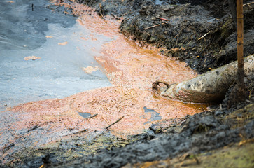 Sewage. Water pollution in river