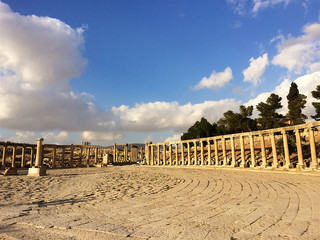 Jerash rome square ruins panoramic view,Jordan