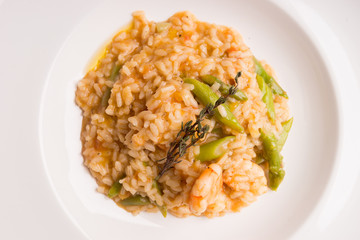 Risotto with shrimp and asparagus