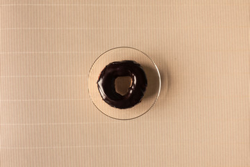 Top view of donut on the table.