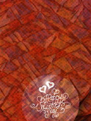 Obraz premium Happy Valentines day vintage lettering written by fire or smoke over red abstract background full of circles