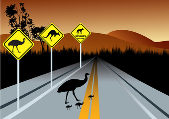 warning road signs for Australia animals