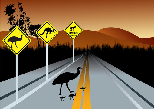 Warning Road Signs For Australia Animals