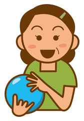 ボウリング　おかあさんのイメージイラスト