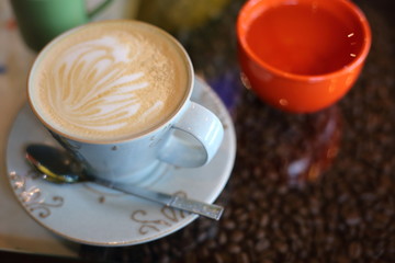 capuccino and tea cup 