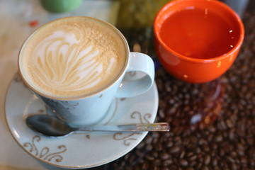 capuccino and tea cup 
