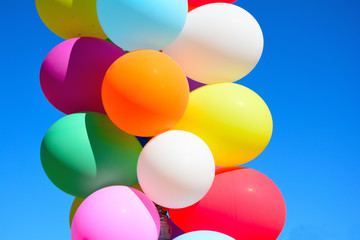 colorful balloons with happy celebration party background.
