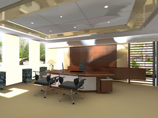 modern office interior 3d rendering