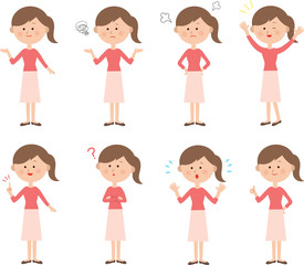 女性　セット　感情　表情