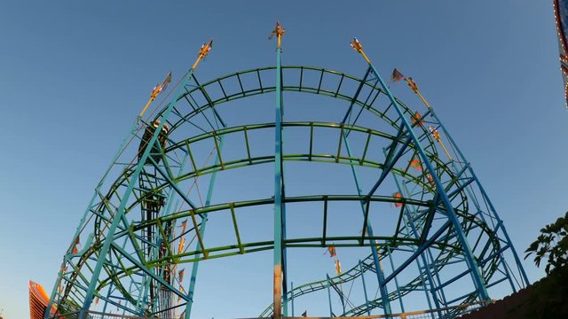 Roller Coaster Ride at Carnival Fair Midway